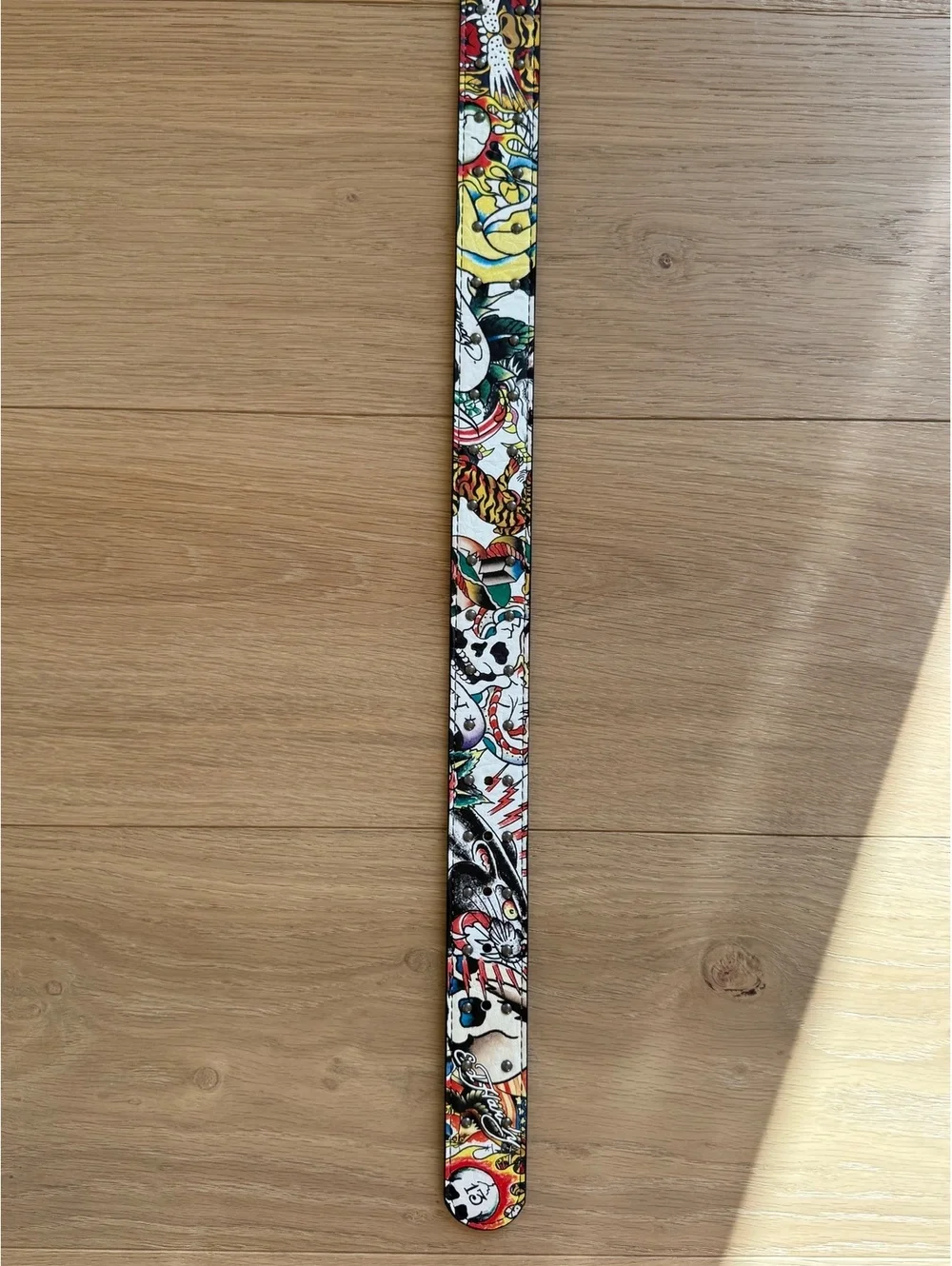 Y2K Ed Hardy Tattoo Graphic Belt Size 38 Multicolor Punk Emo